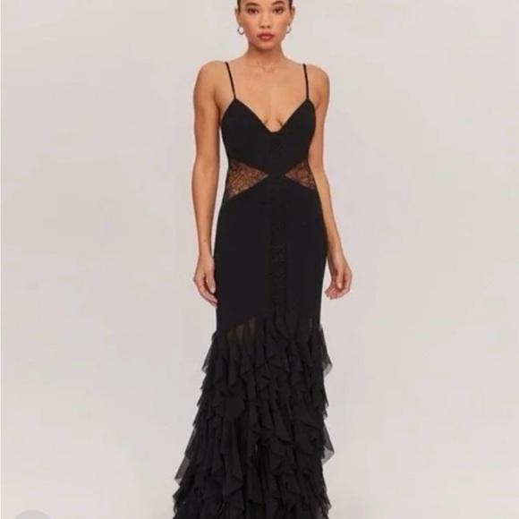 Fame and Partners Black Lace Maxi Dress - Picture 1 of 3